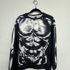 Black and White Muscle Print Sweatshirt